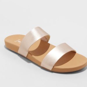 Rose gold slip on sandals